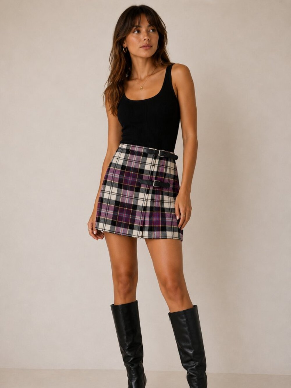 Vintage The Edinburgh Woollen Mill Wool Pleated Mini Skirt Size Small